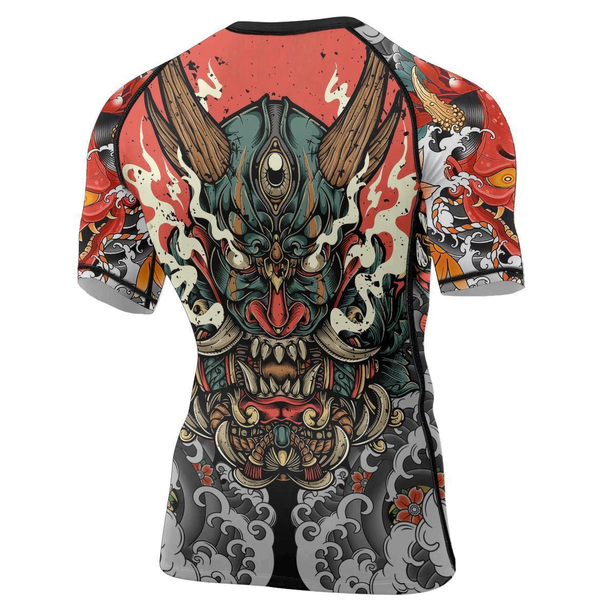 Samurai & Carp Men's Short Sleeve Rash Guard