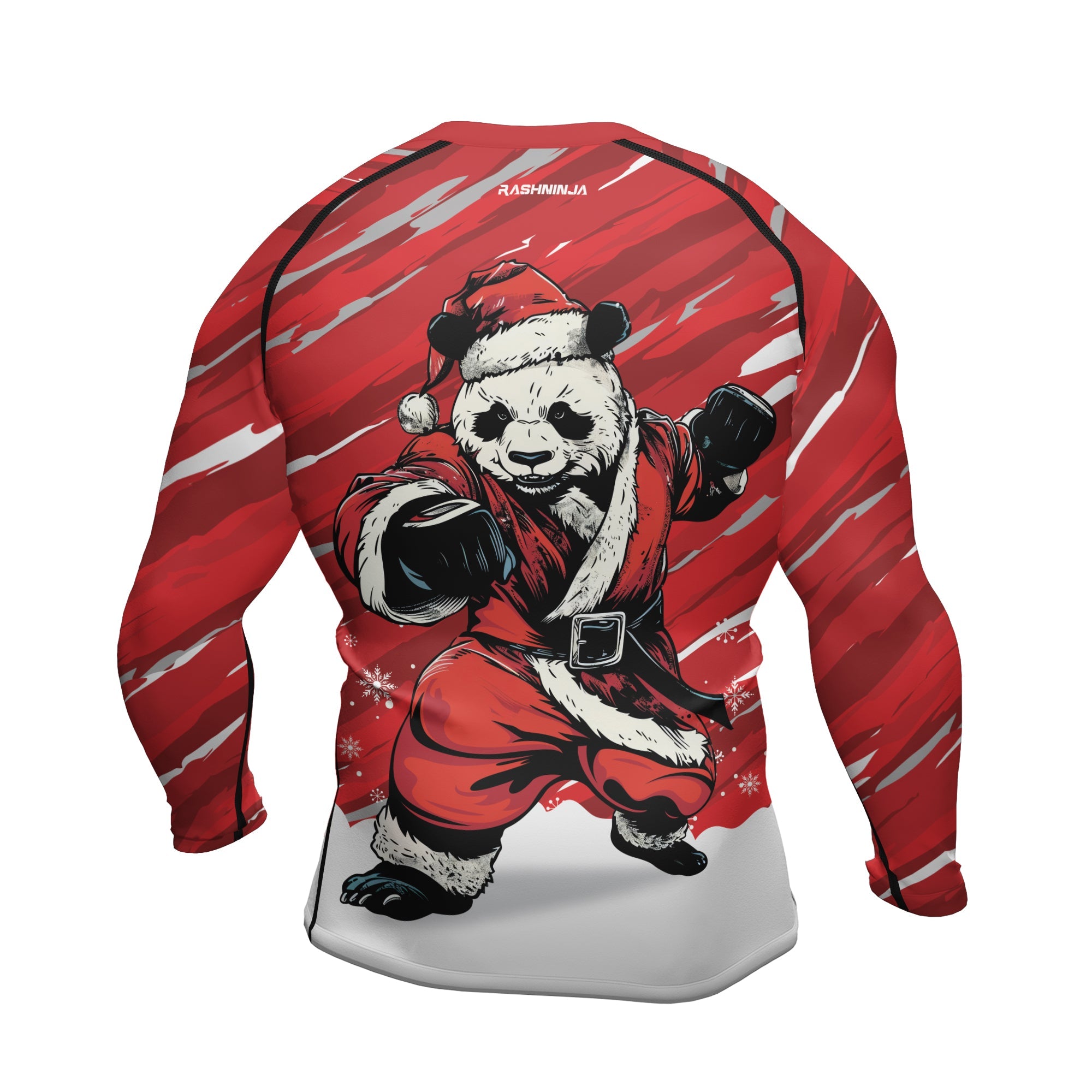 Rashninja Red Santa Panda Kung Fu Men's Long Sleeve Rash Guard