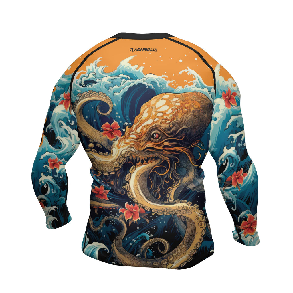 Rashninja Octopus Waves Men's Long Sleeve Rash Guard