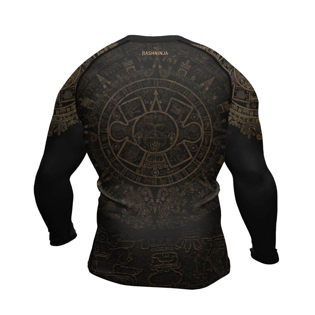 Rashninja Aztec Tribe Headman Skull Men's Long Sleeve Rash Guard