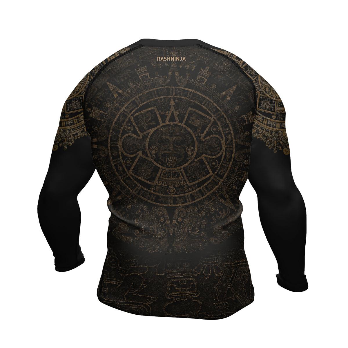 Rashninja Aztec Tribe Headman Skull Men's Long Sleeve Rash Guard