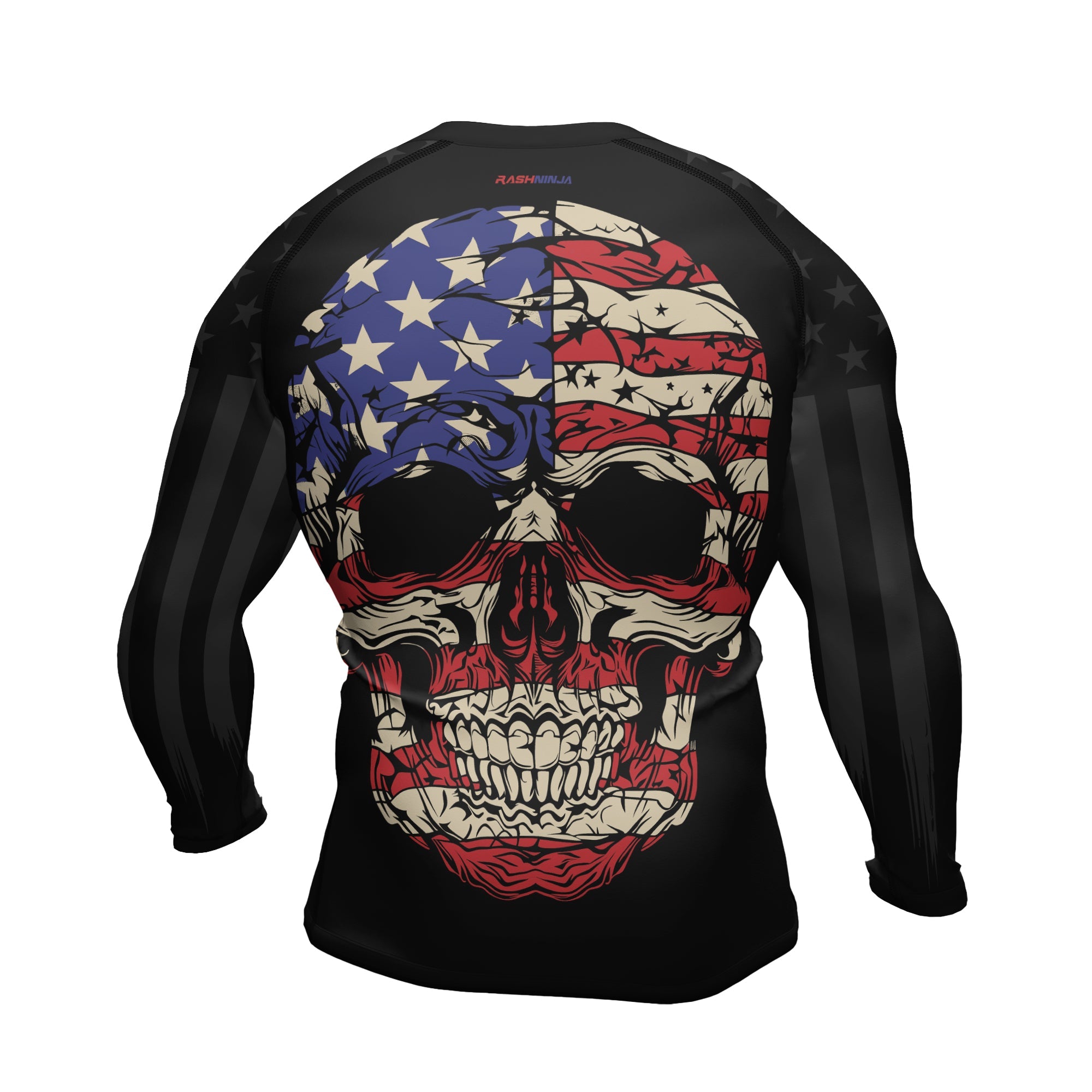 Rashninja Patriotic Skull Stripes Men's Long Sleeve Rash Guard