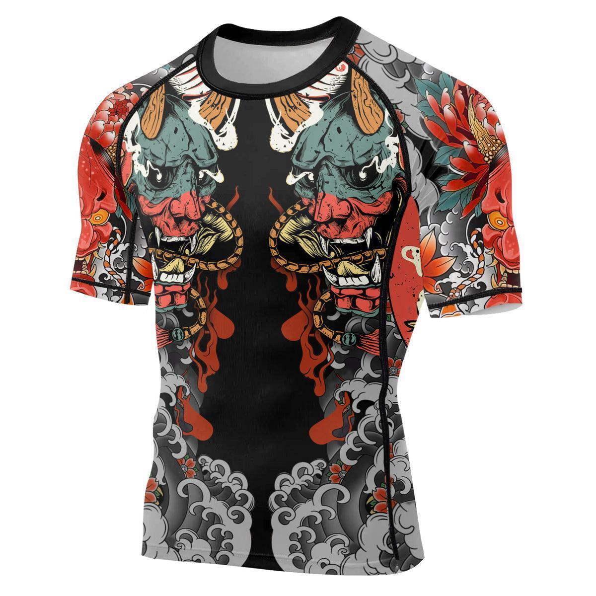 Samurai & Carp Men's Short Sleeve Rash Guard