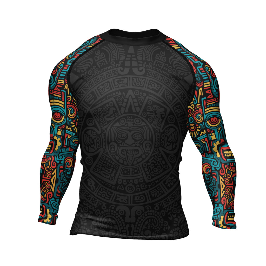 Rashninja Aztec Tribal Pattern Men's Long Sleeve Rash Guard