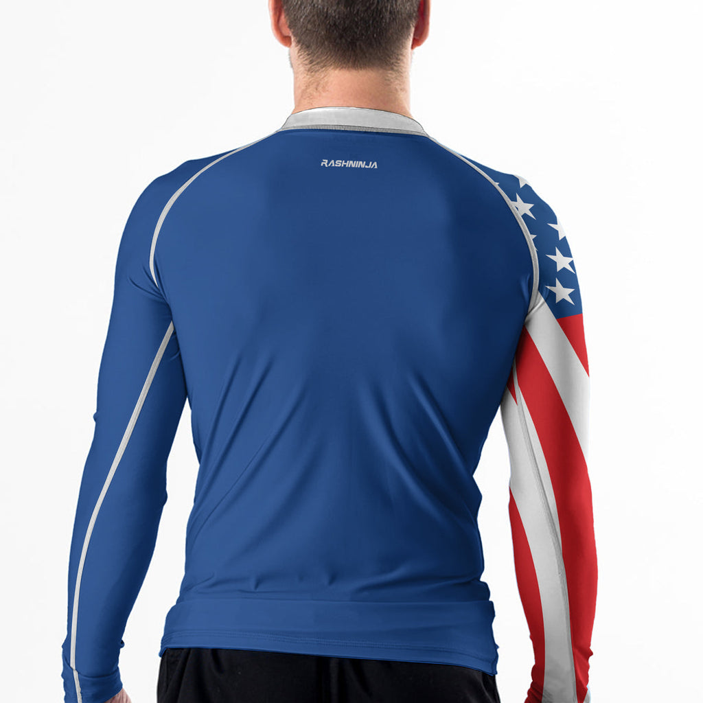 Rashninja USA Flag Patriotic Men's Long Sleeve Rash Guard