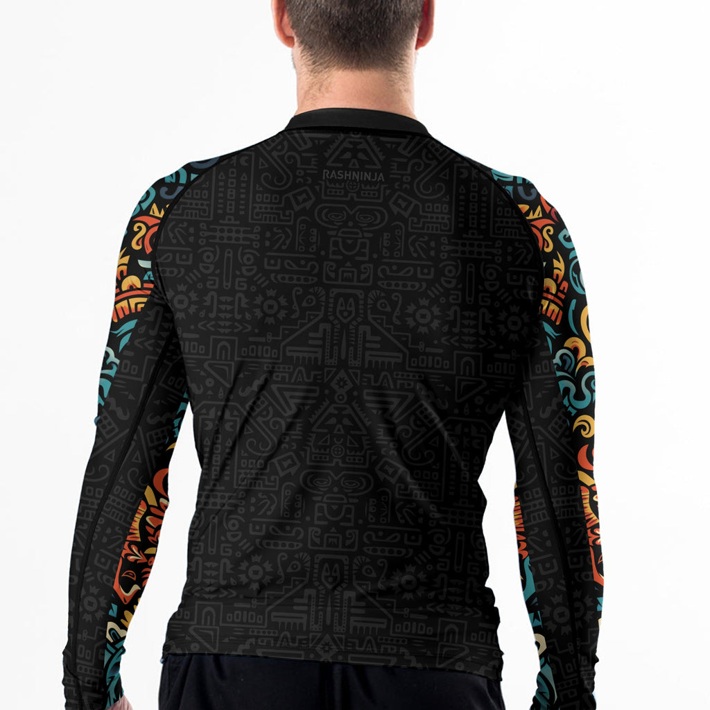Rashninja Aztec Tribal Eagle Men's Long Sleeve Rash Guard