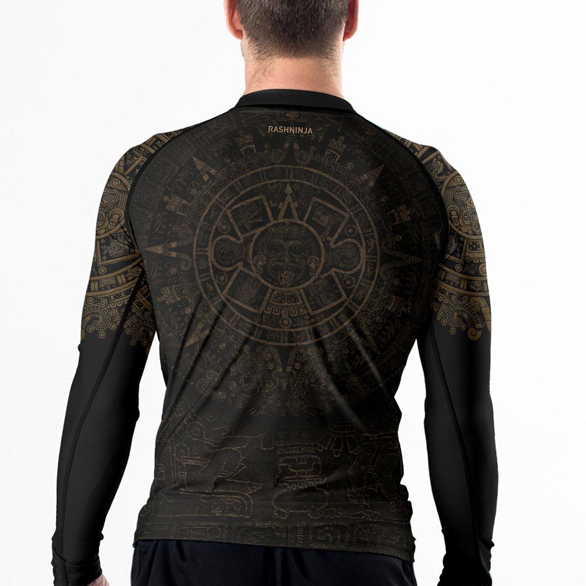 Rashninja Aztec Tribe Headman Skull Men's Long Sleeve Rash Guard