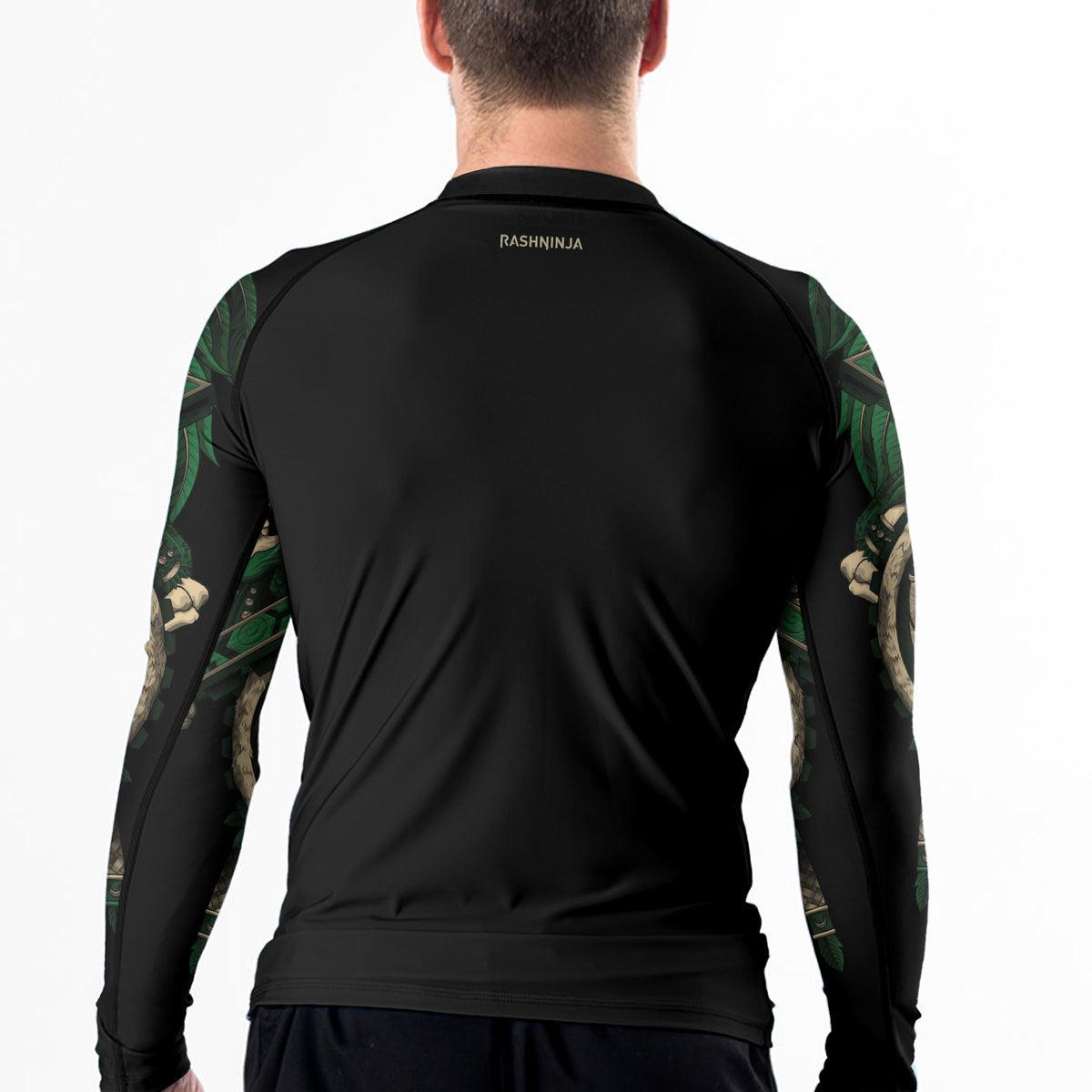 Rashninja Aztec Eagle Warrior Skull Men's Long Sleeve Rash Guard