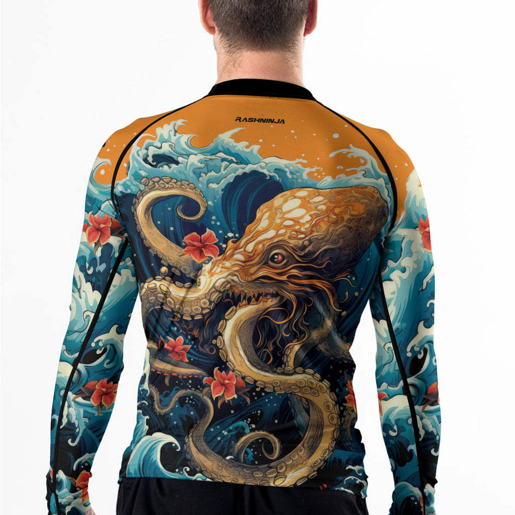 Rashninja Octopus Waves Men's Long Sleeve Rash Guard