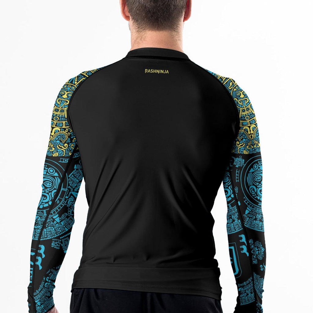 Rashninja Aztec Quetzalcoatl's Serpent  Men's Long Sleeve Rash Guard