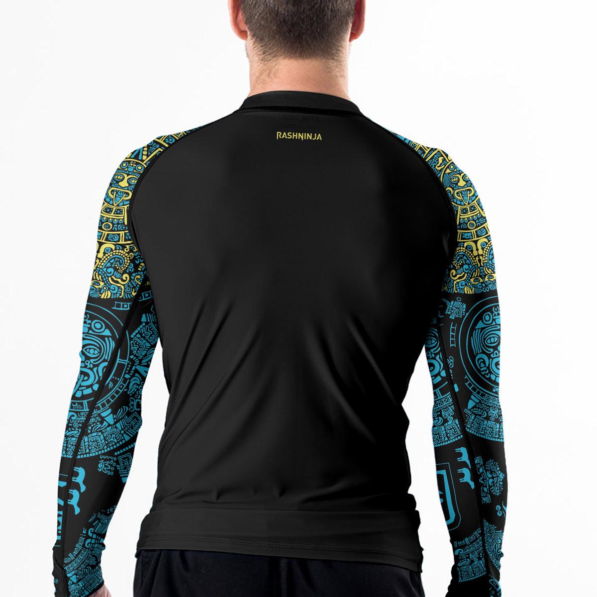 Rashninja Aztec Quetzalcoatl's Serpent  Men's Long Sleeve Rash Guard