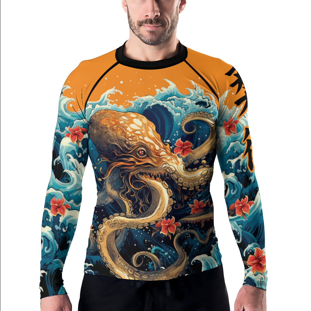 Rashninja Octopus Waves Men's Long Sleeve Rash Guard