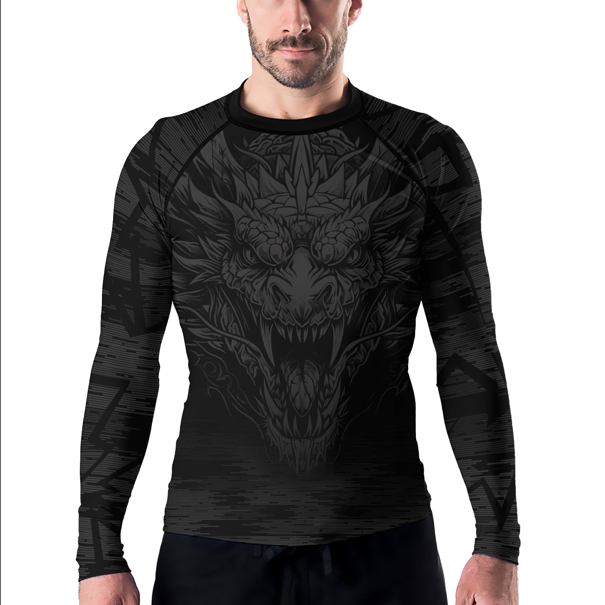 Rashninja Dragon Black Men's Long Sleeve Rash Guard
