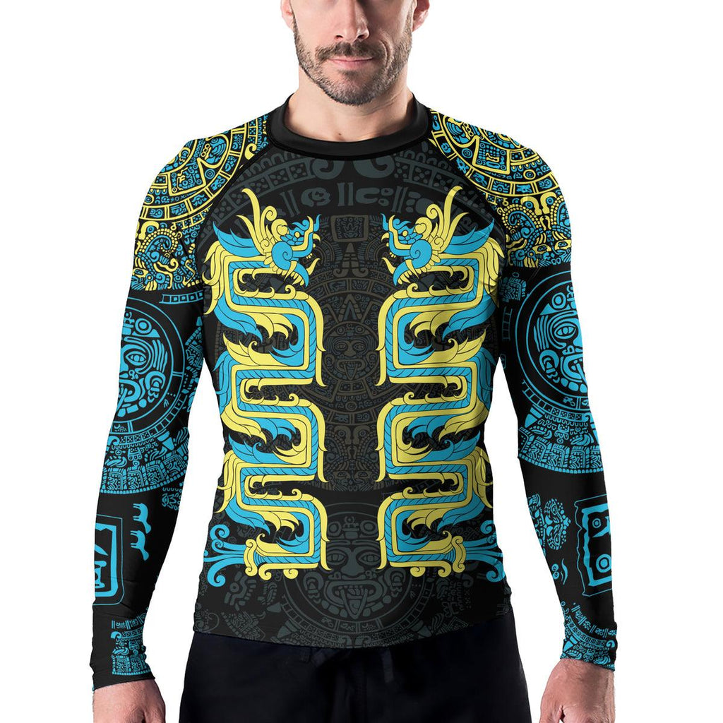 Rashninja Aztec Quetzalcoatl's Serpent  Men's Long Sleeve Rash Guard