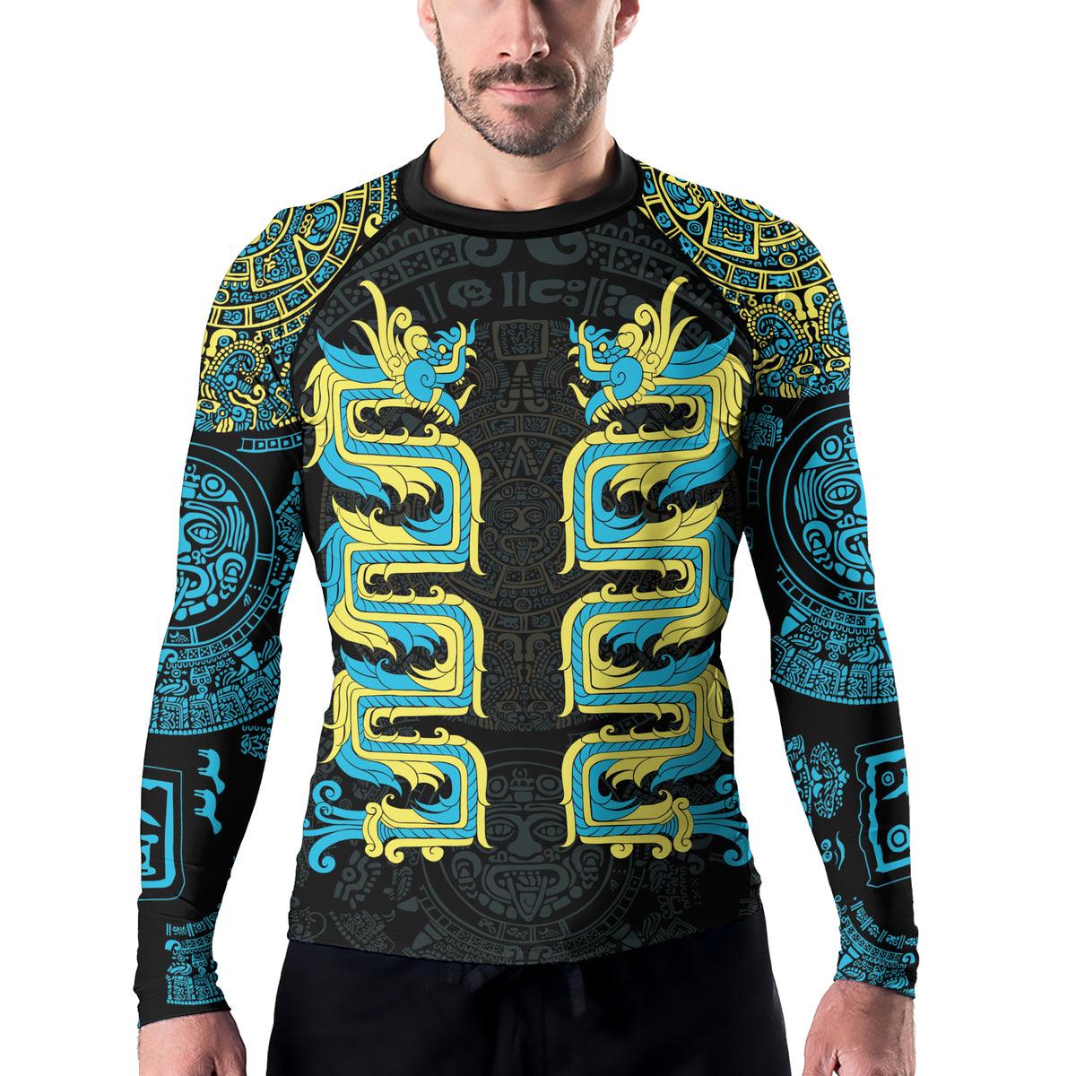 Rashninja Aztec Quetzalcoatl's Serpent  Men's Long Sleeve Rash Guard