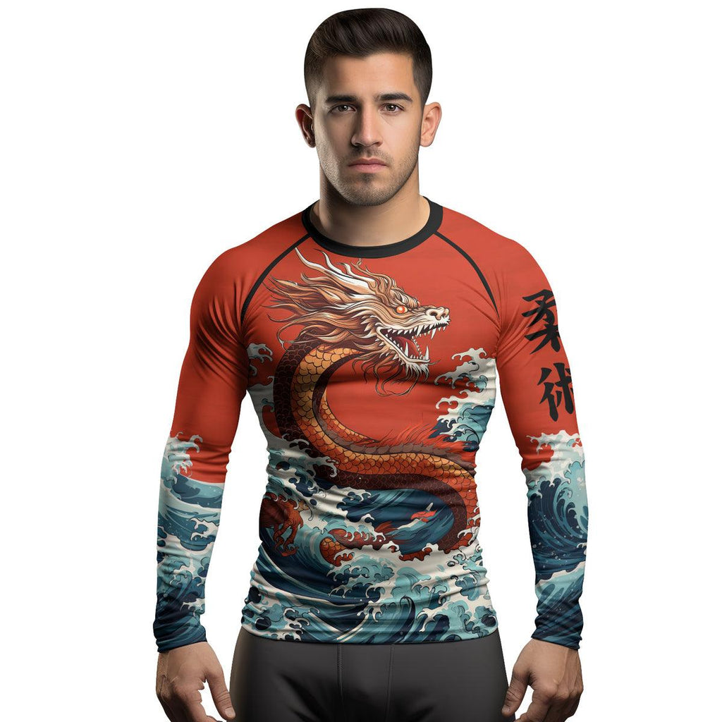 Rashninja Mythical Majesty Dragon Men's Long Sleeve Rash Guard