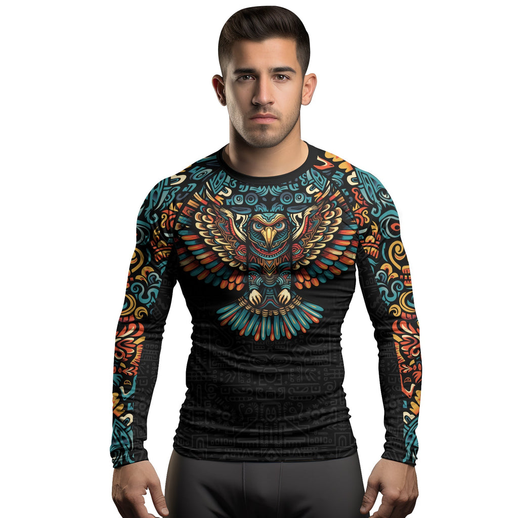 Rashninja Aztec Tribal Eagle Men's Long Sleeve Rash Guard