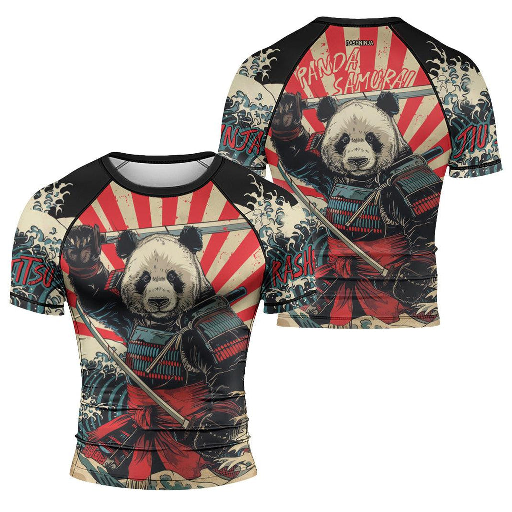 Rashninja Panda Samurai Men's Short Sleeve Rash Guard