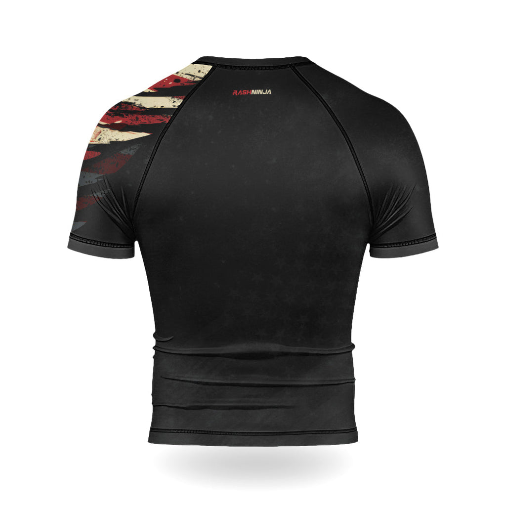 Rashninja Eagle American Flag Men's Short Sleeve Rash Guard