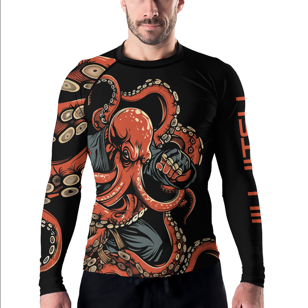 Rashninja Octopus Red Men's Long Sleeve Rash Guard