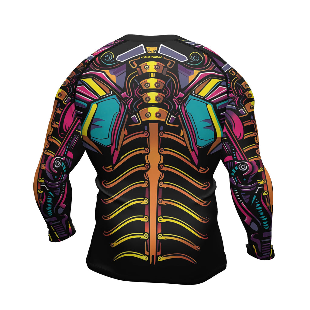 Rashninja Cyber Biomechanic Neon Spine Men's Long Sleeve Rash Guard