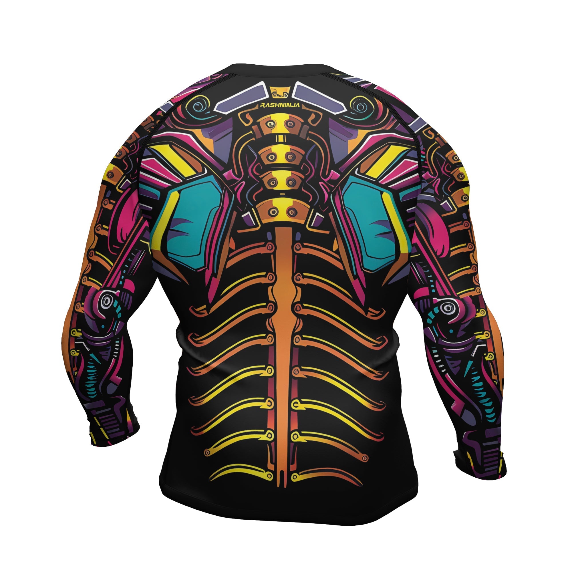 Rashninja Cyber Biomechanic Neon Spine Men's Long Sleeve Rash Guard