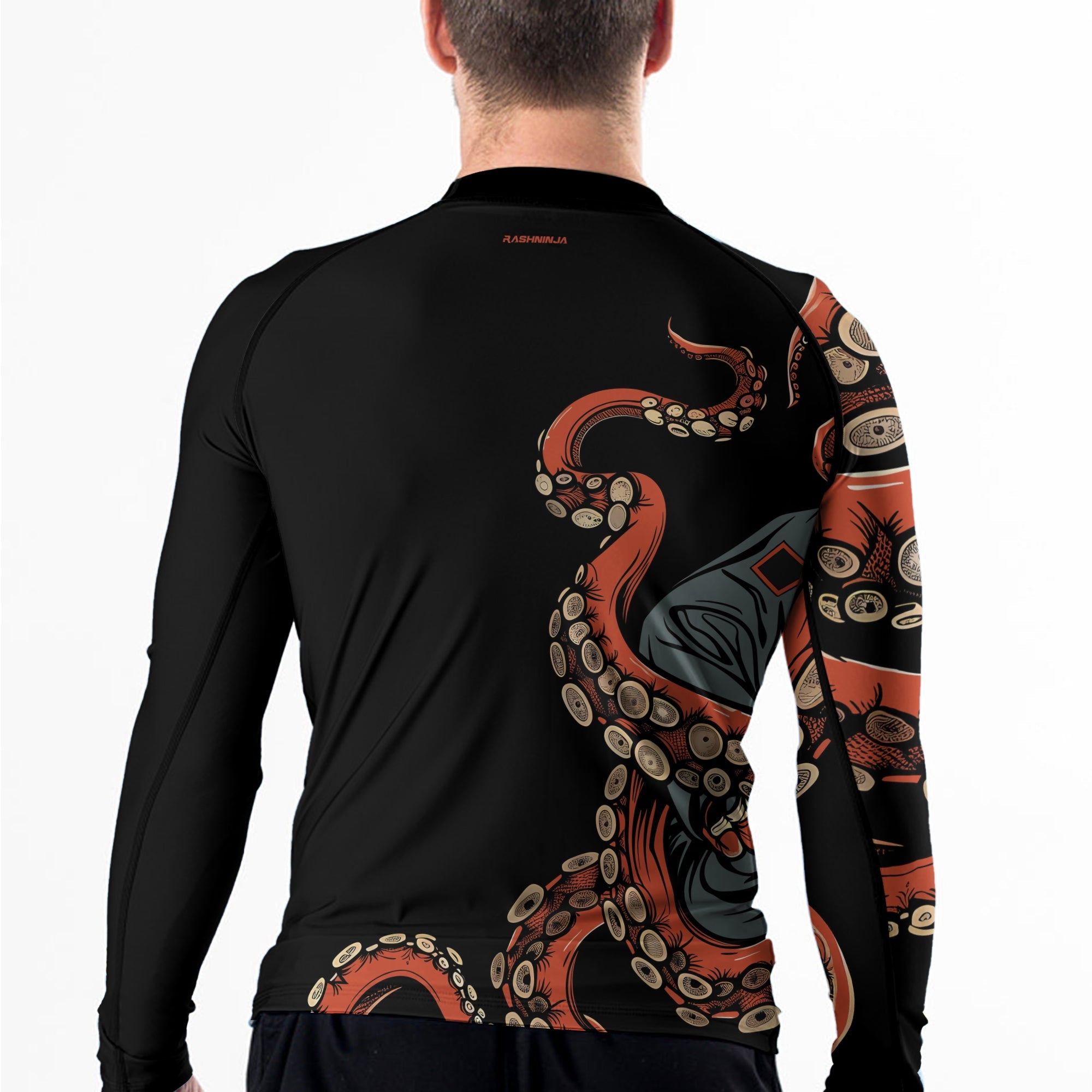 Rashninja Octopus Red Men's Long Sleeve Rash Guard