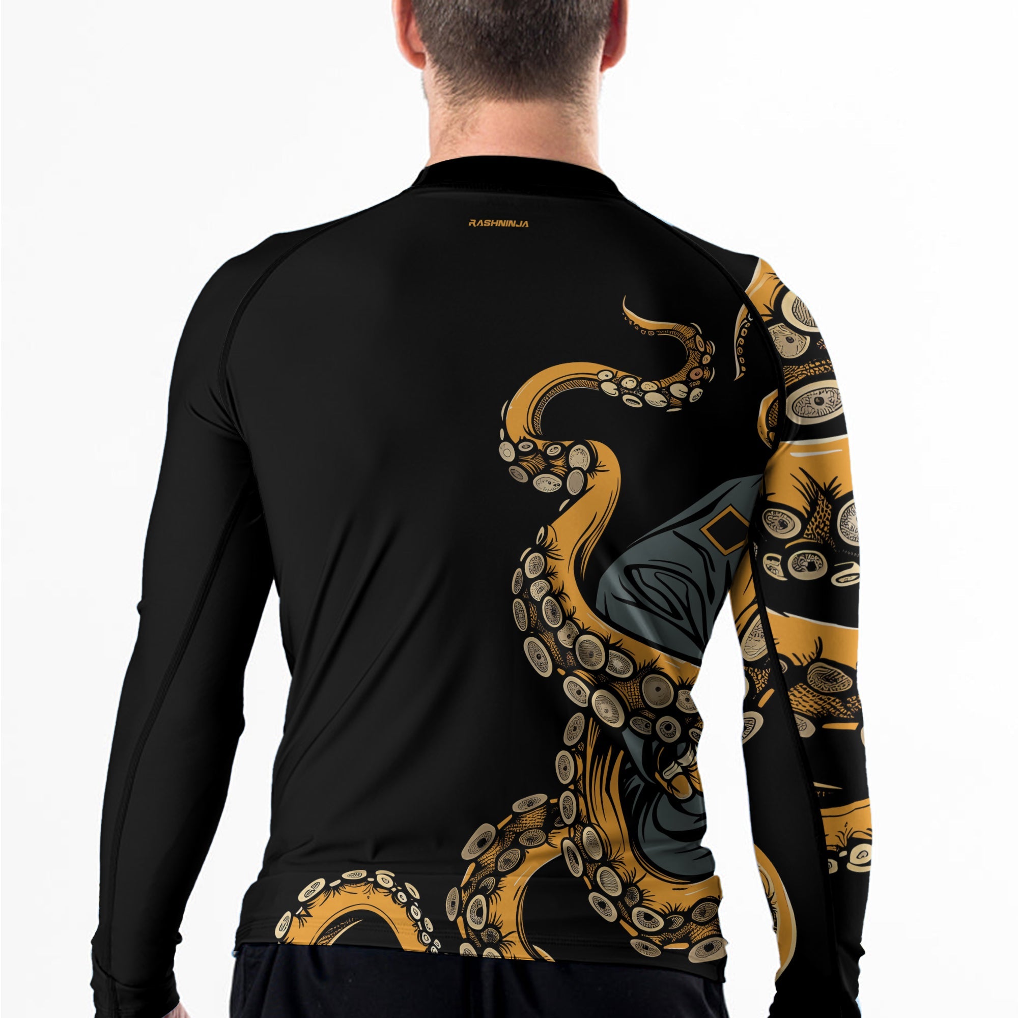 Rashninja Octopus Yellow Men's Long Sleeve Rash Guard
