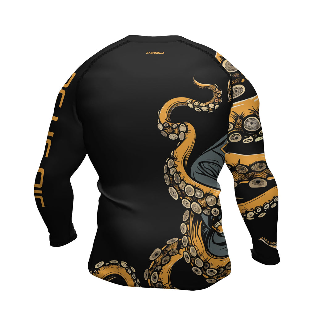 Rashninja Octopus Yellow Men's Long Sleeve Rash Guard