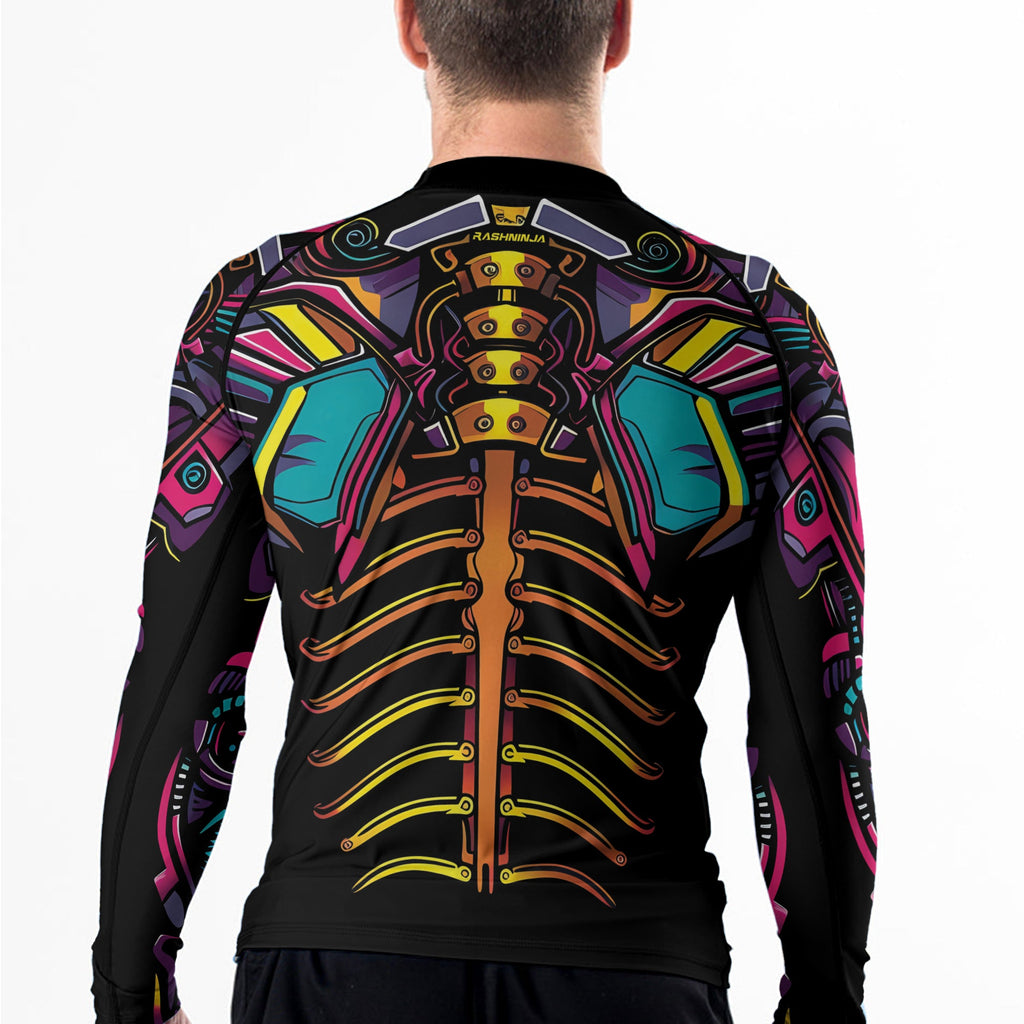 Rashninja Cyber Biomechanic Neon Spine Men's Long Sleeve Rash Guard
