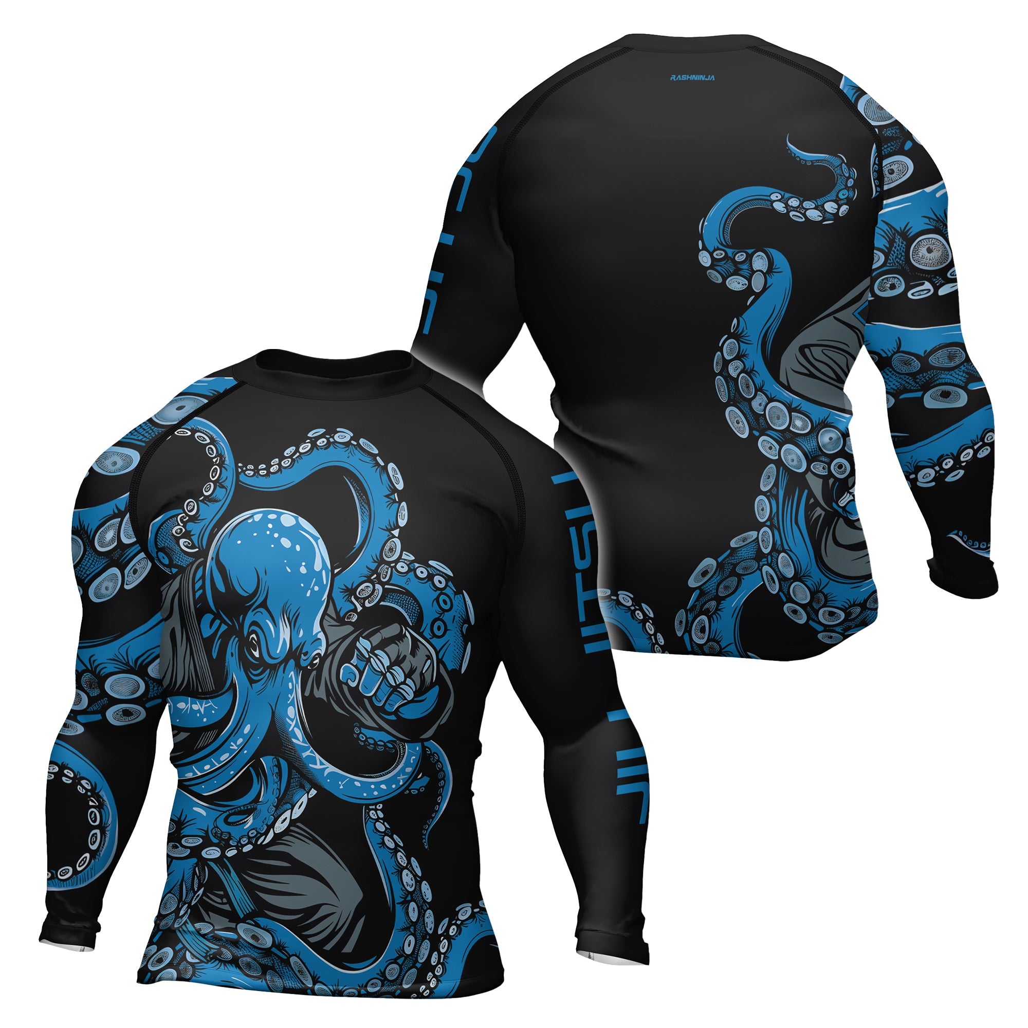 Rashninja Octopus Blue Men's Long Sleeve Rash Guard