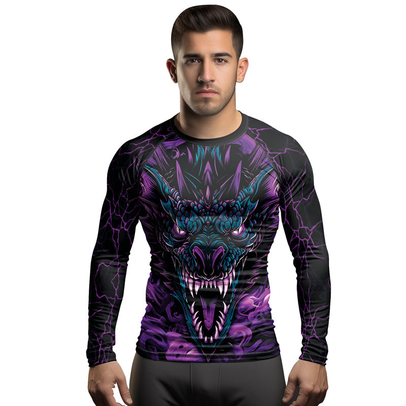 Rashninja Dragon Purple Men's Long Sleeve Rash Guard