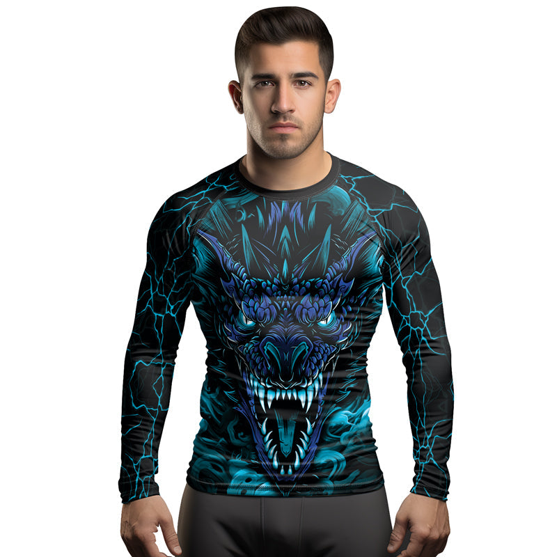 Rashninja Dragon Blue Men's Long Sleeve Rash Guard
