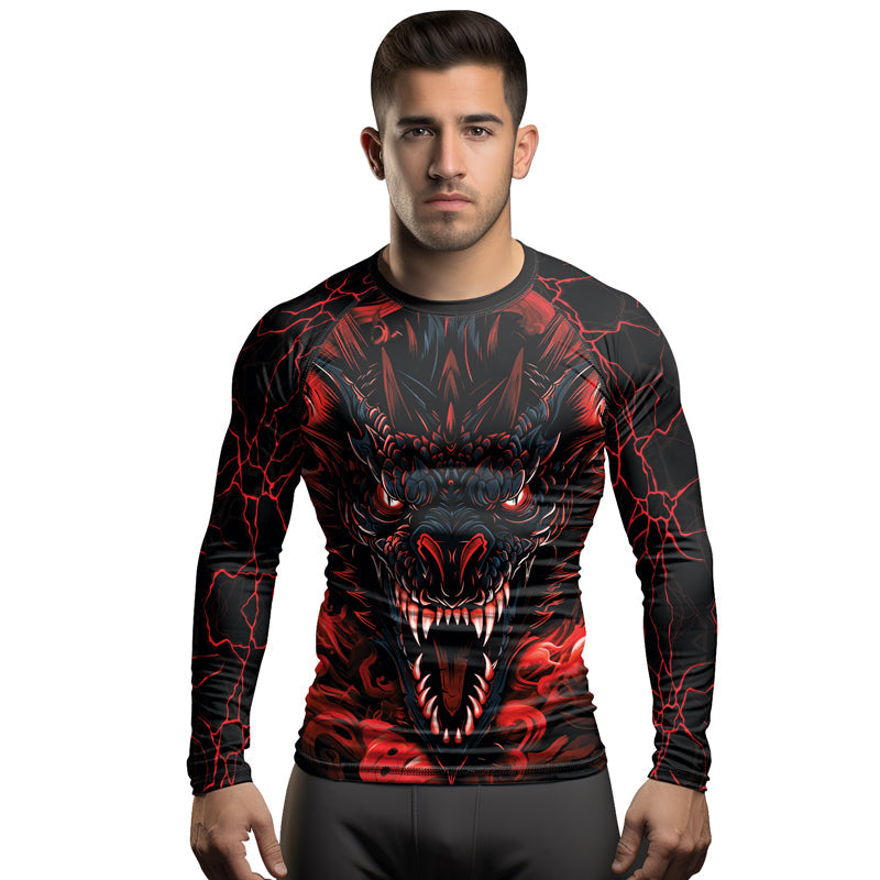 Rashninja Dragon Red Men's Long Sleeve Rash Guard