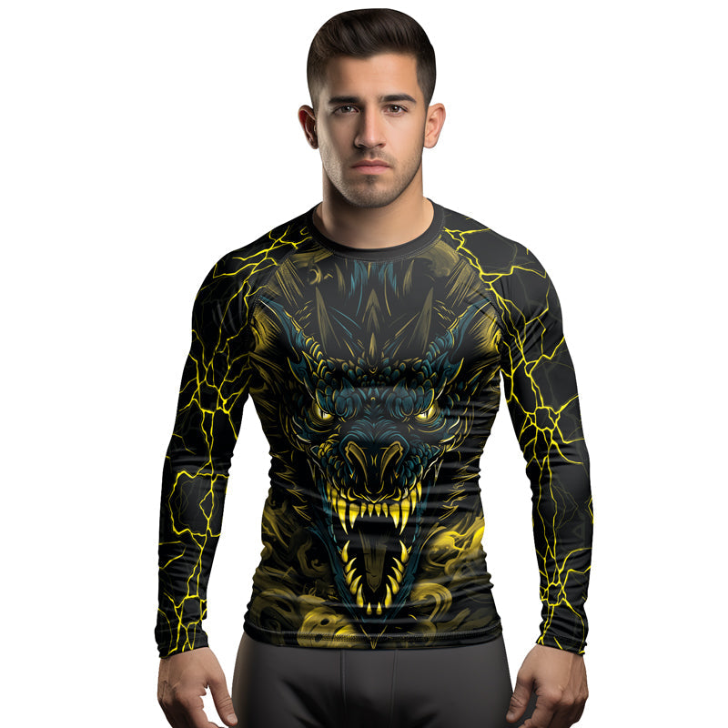 Rashninja Dragon Yellow Men's Long Sleeve Rash Guard