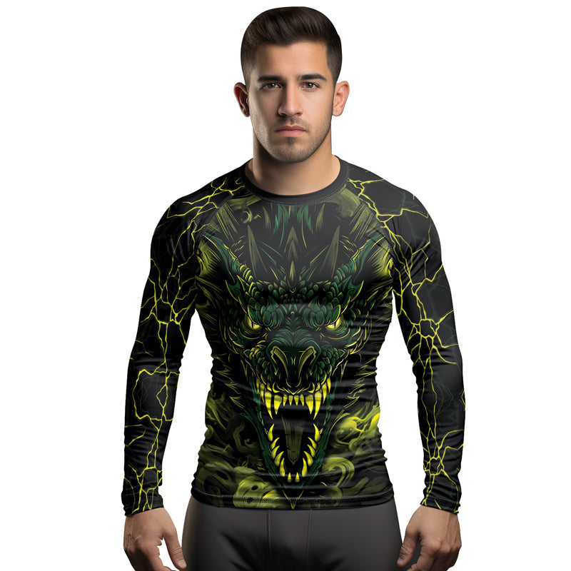 Rashninja Dragon Green Men's Long Sleeve Rash Guard