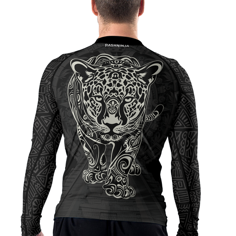 Rashninja Aztec Hunting Jaguar Men's Long Sleeve Rash Guard
