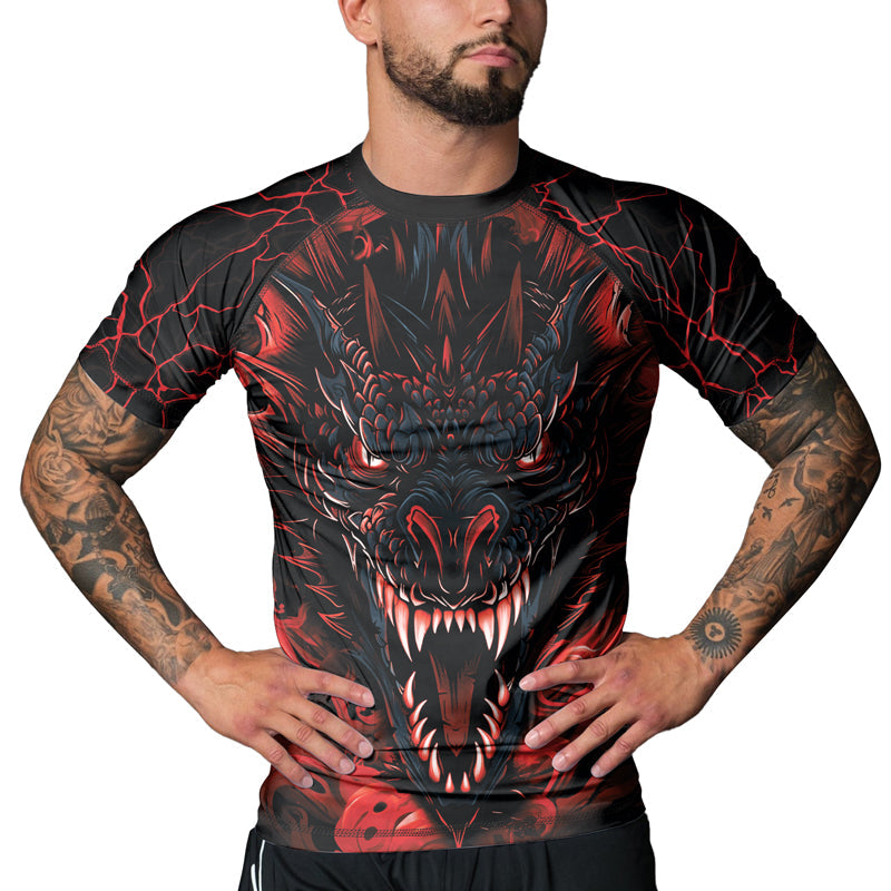Rashninja Dragon Red Men's Short Sleeve Rash Guard