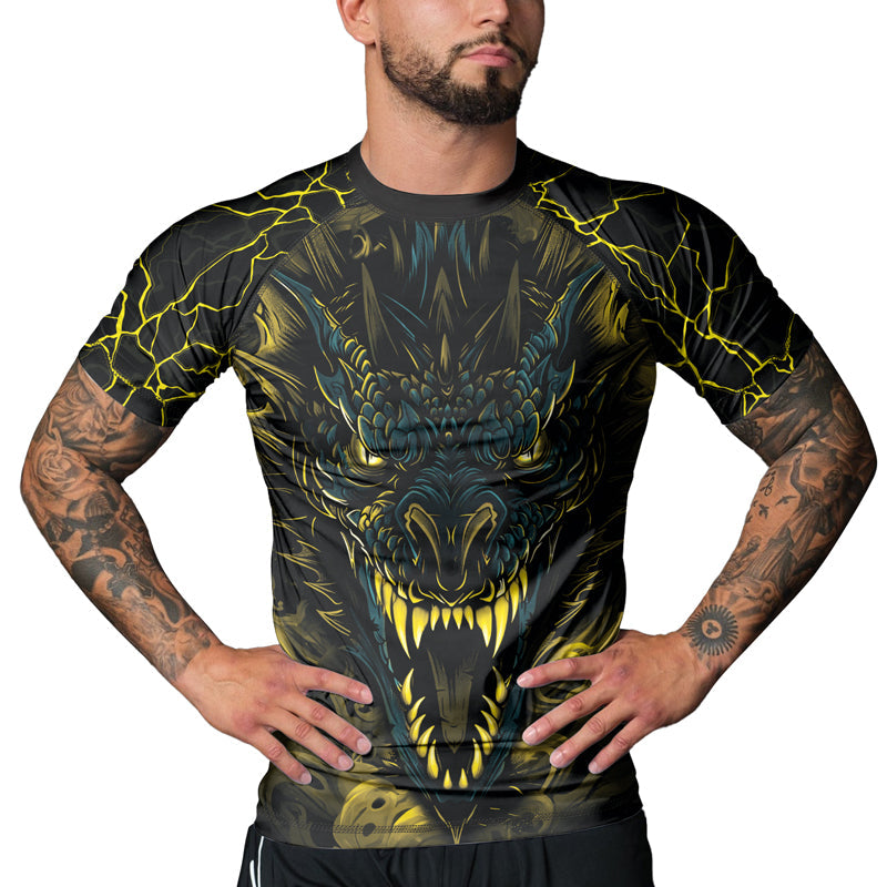 Rashninja Dragon Yellow Men's Short Sleeve Rash Guard