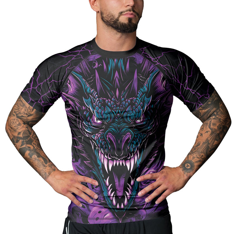 Rashninja Dragon Purple Men's Short Sleeve Rash Guard