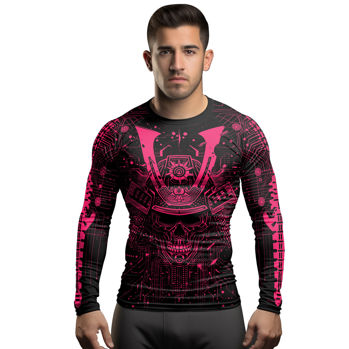 Rashninja Cyber Neon Matrix Men's Long Sleeve Rash Guard