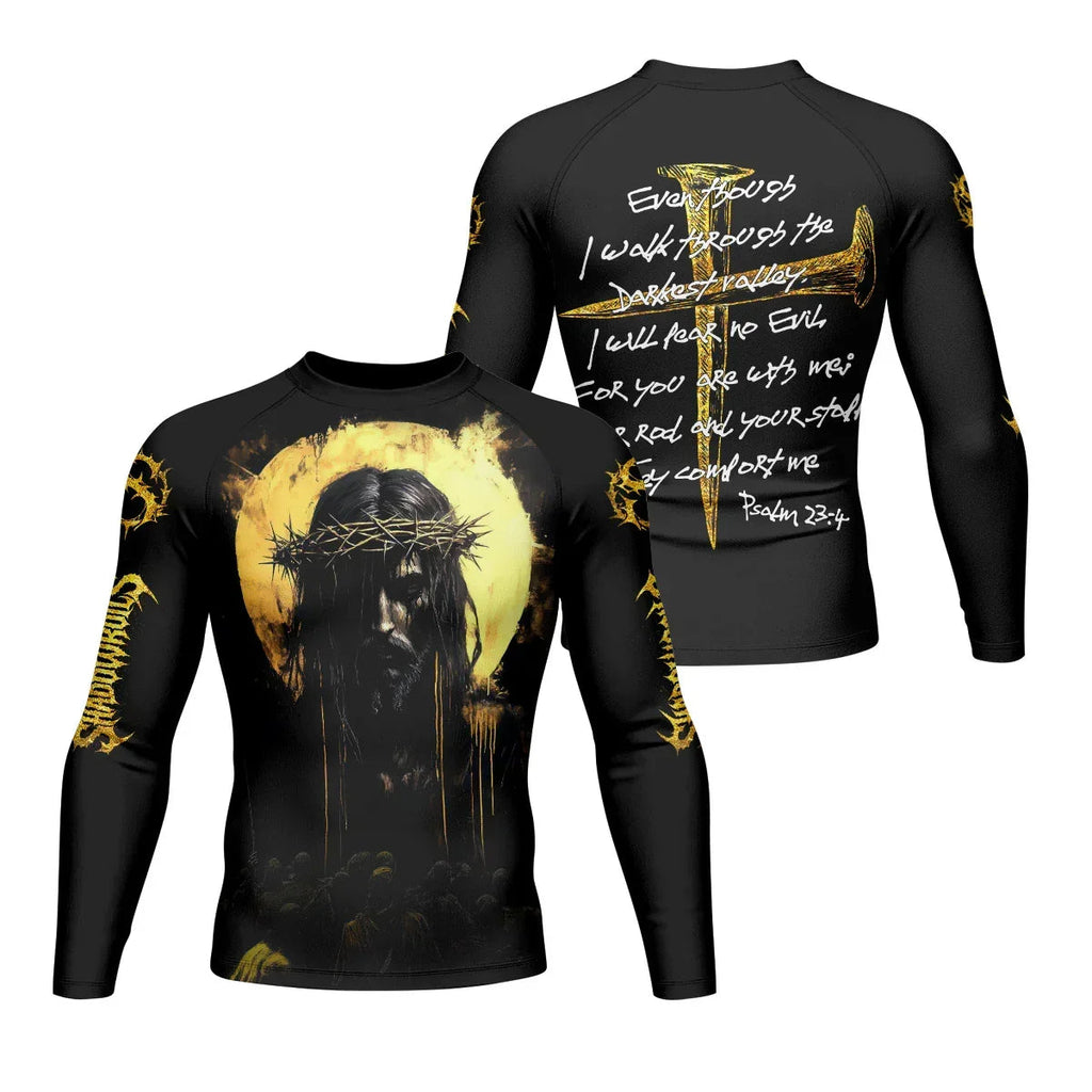Psalm 23:4 No Evil Shall I Fear Rash Guard