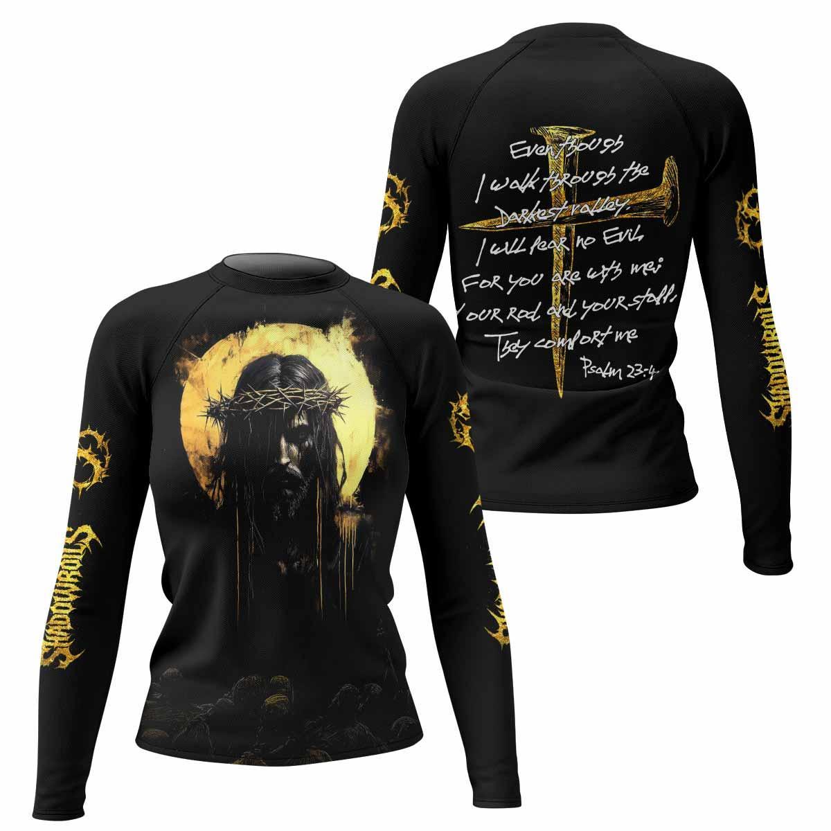 Psalm 23:4 No Evil Shall I Fear Rash Guard