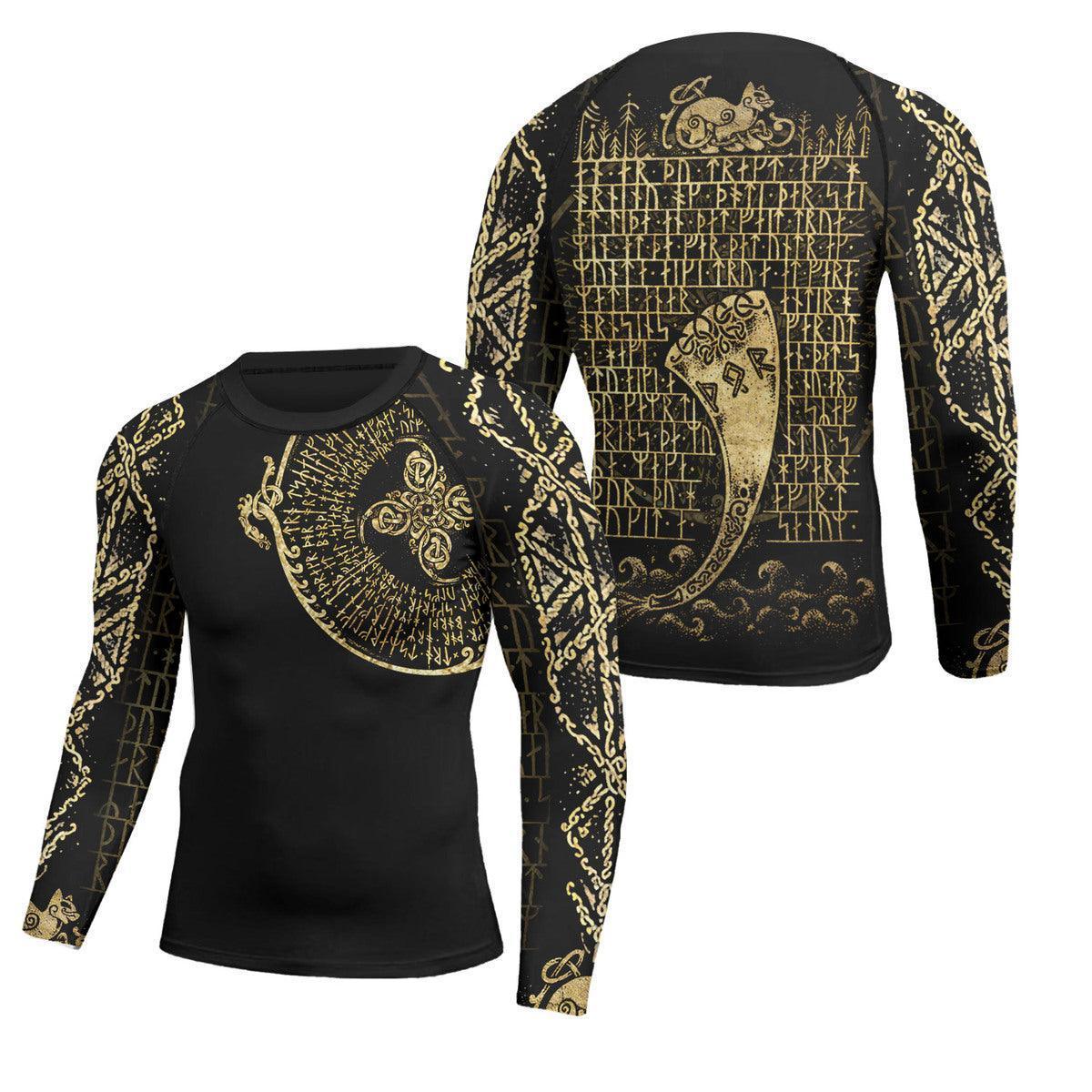 Golden Viking Horn Men's Long Sleeve Rash Guard