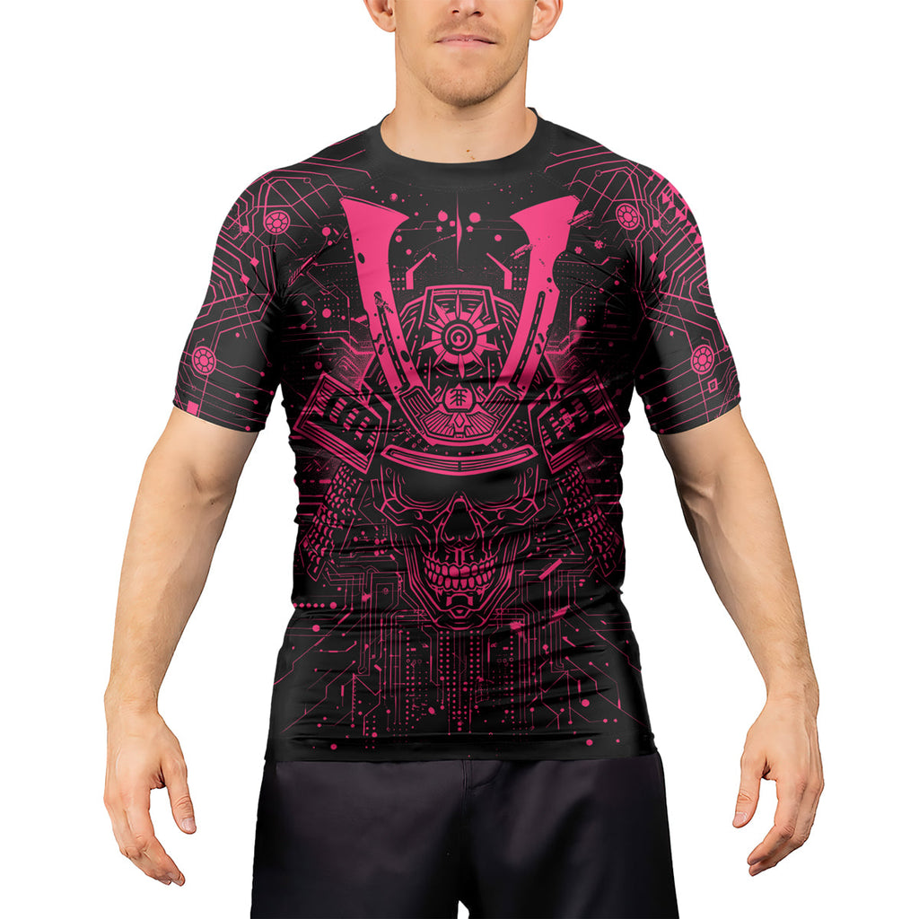 Rashninja Cyber Neon Matrix Men's Short Sleeve Rash Guard