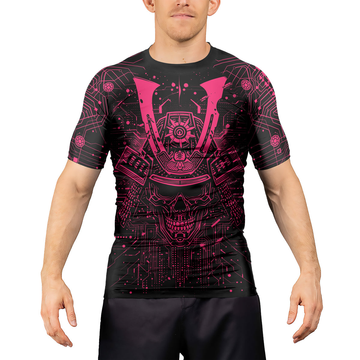 Rashninja Cyber Neon Matrix Men's Short Sleeve Rash Guard