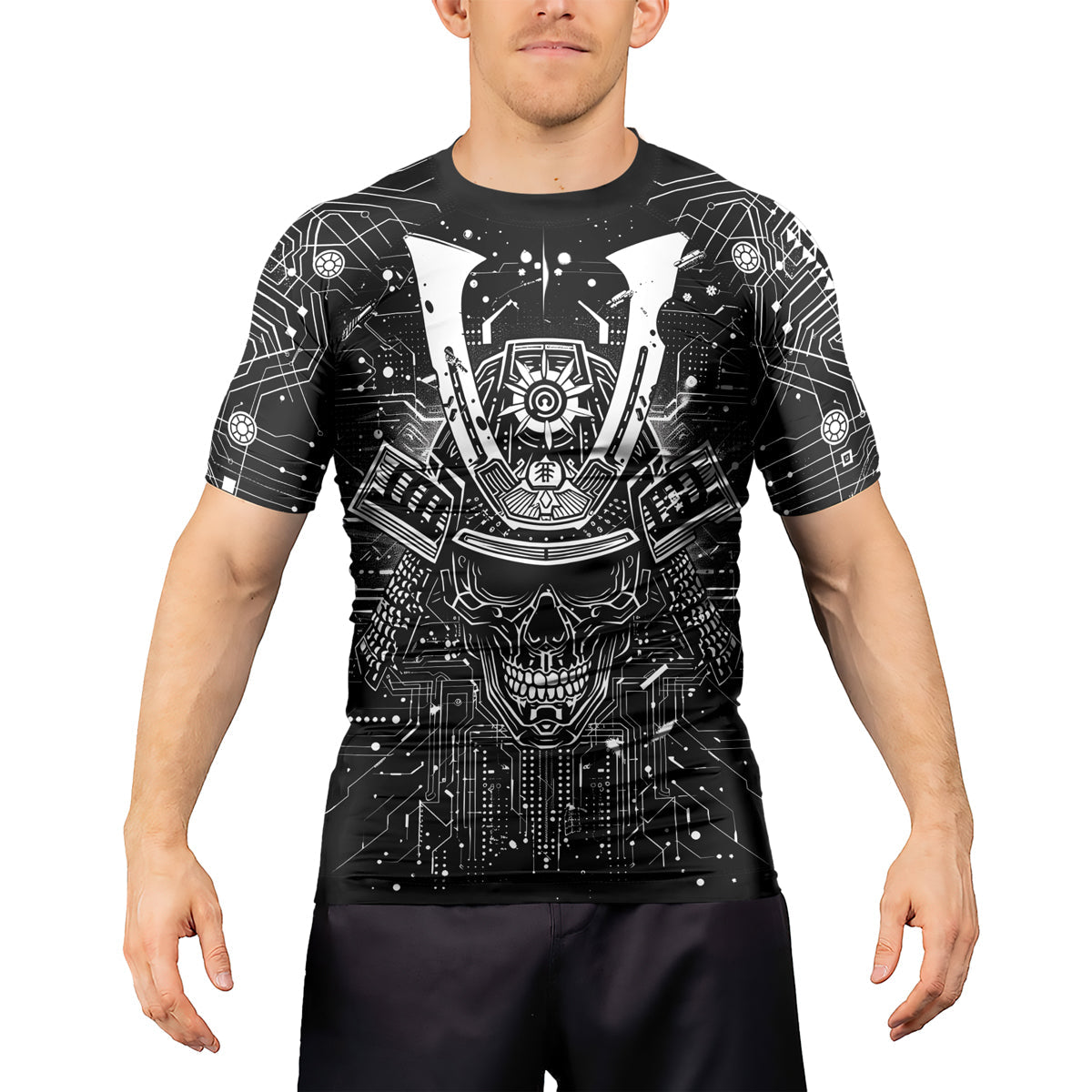 Rashninja Cyber Neon Matrix Men's Short Sleeve Rash Guard