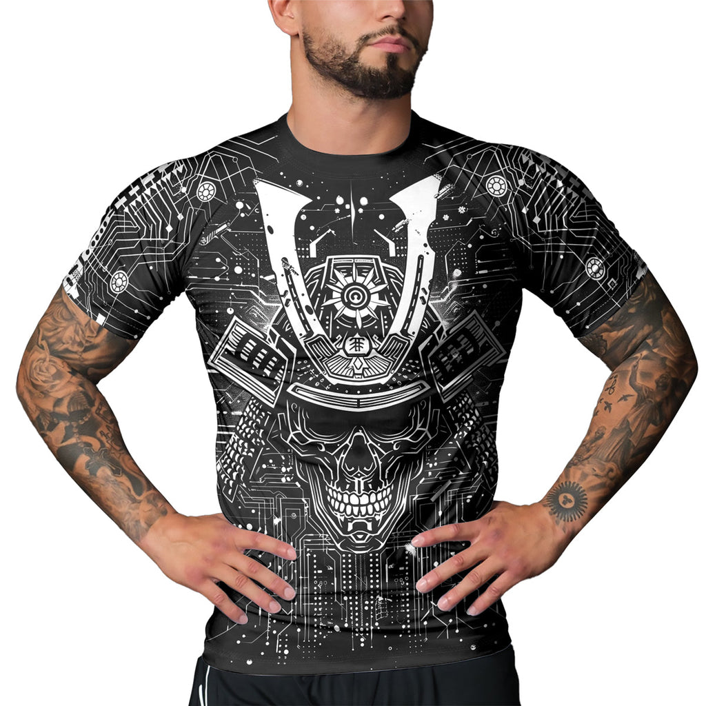 Rashninja Cyber Neon Matrix Men's Short Sleeve Rash Guard