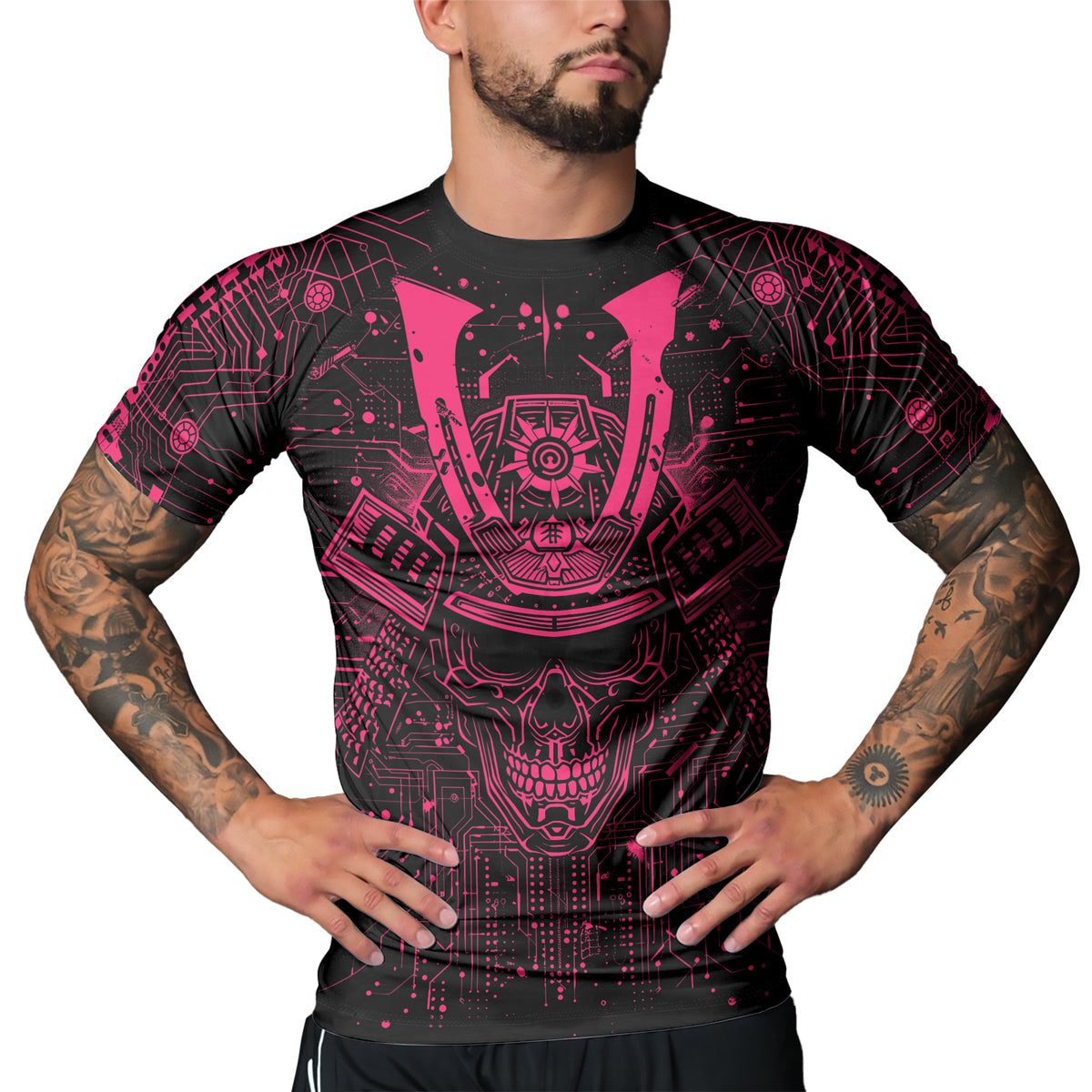 Rashninja Cyber Neon Matrix Men's Short Sleeve Rash Guard
