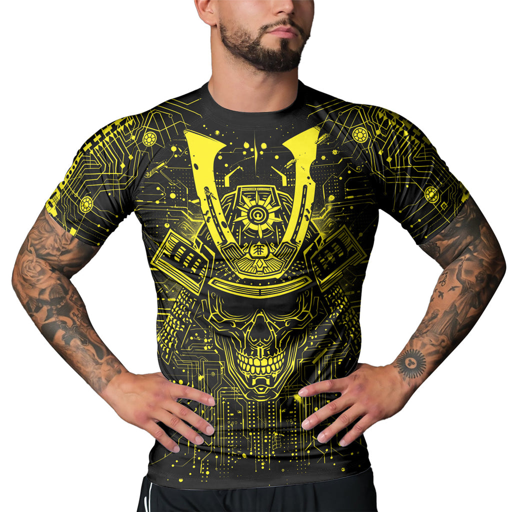 Rashninja Cyber Neon Matrix Men's Short Sleeve Rash Guard